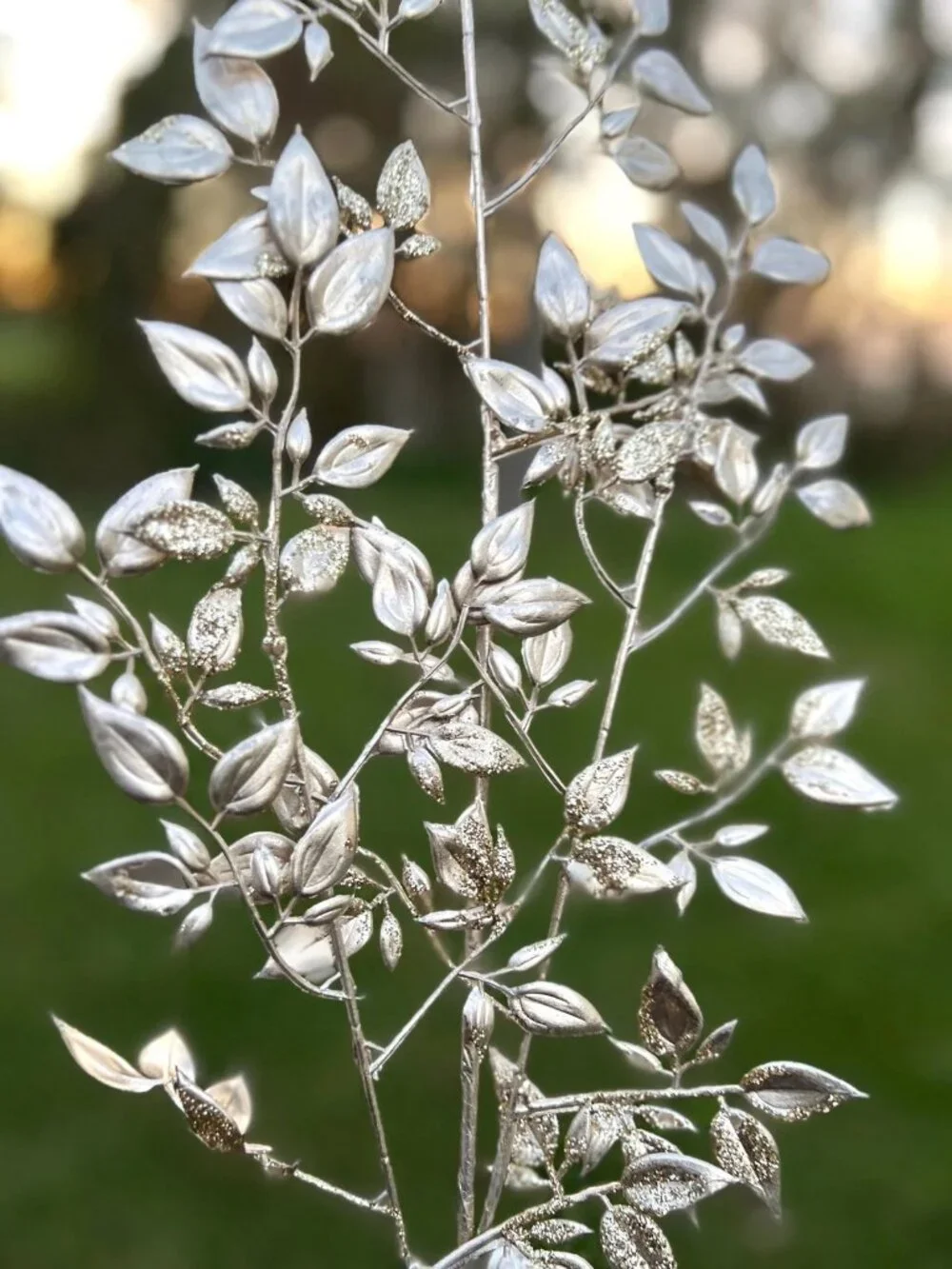 Gold Glitter Mini Privet Leaf Beaded Textured Christmas Floral Stem Crafts